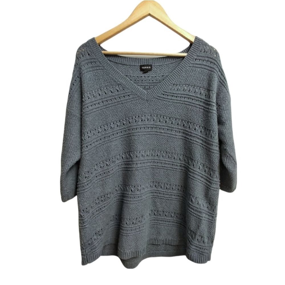 Torrid Super Soft V-Neck Knit Sweater Blue Size 2X